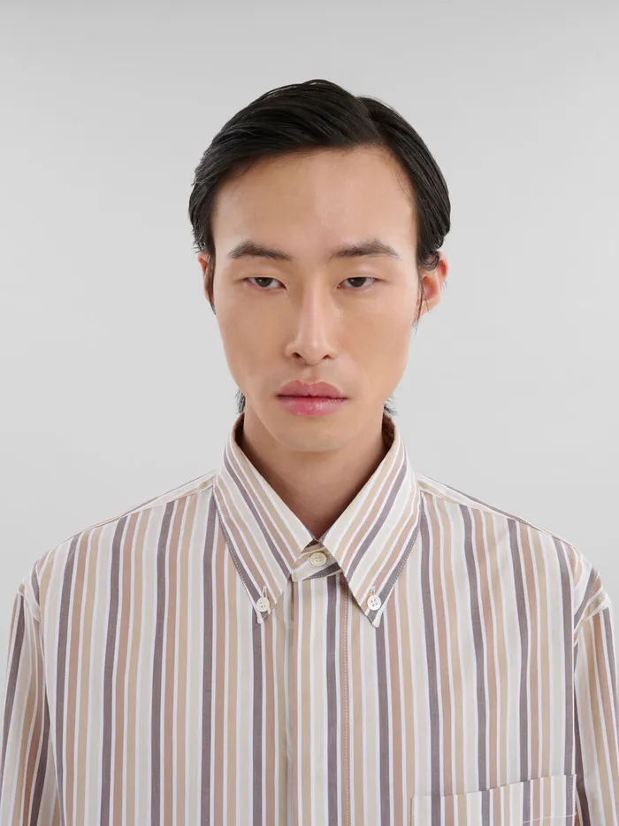 Pink Striped Organic Poplin Shirt Men Marni Tops and TShirts