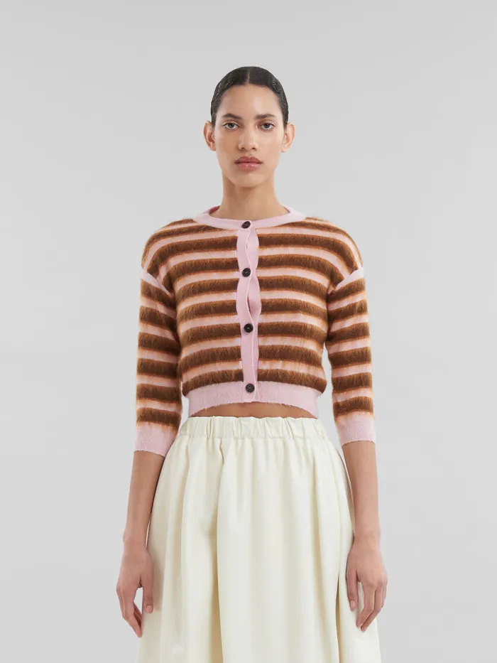 Pink Striped Woolmohair Cardigan Women Marni Knitwear