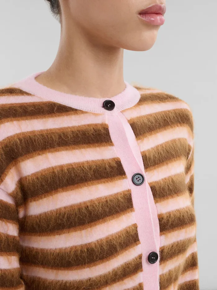 Pink Striped Woolmohair Cardigan Women Marni Knitwear