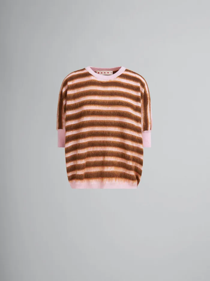 Pink Striped Woolmohair Midsleeve Jumper Women Marni Knitwear