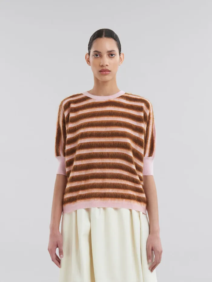 Pink Striped Woolmohair Midsleeve Jumper Women Marni Knitwear