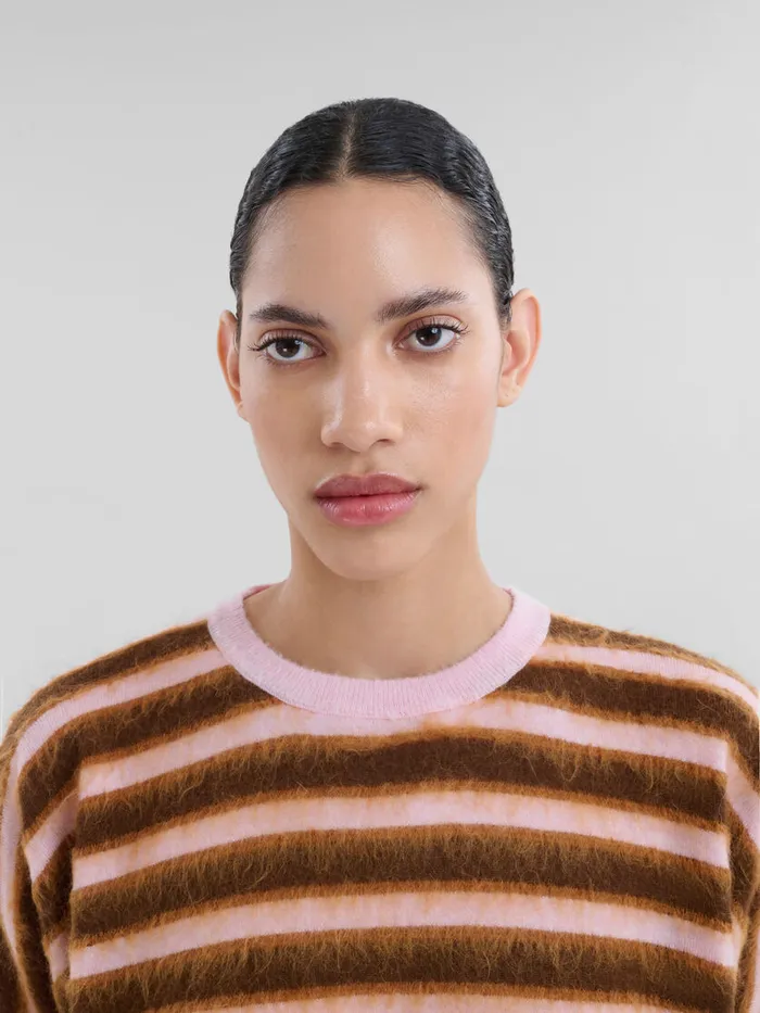 Pink Striped Woolmohair Midsleeve Jumper Women Marni Knitwear