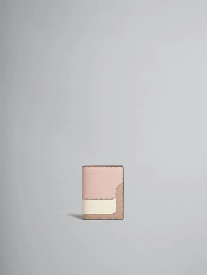Pink White And Beige Saffiano Leather Bifold Wallet Women Marni Wallets and Small Leather Goods Pink White And Beige Saffiano Leather Bifold Wallet Women Marni Wallets and Small Leather Goods