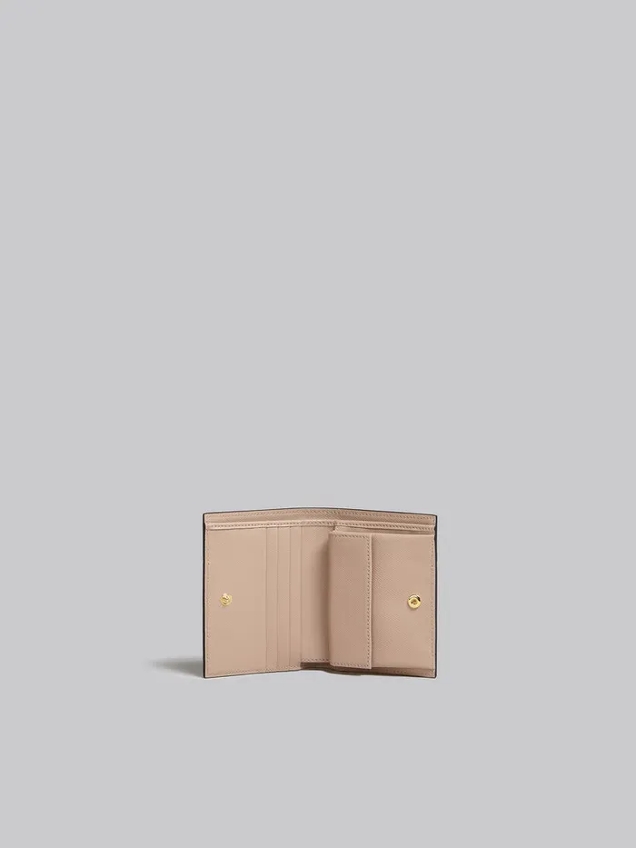 Pink White And Beige Saffiano Leather Bifold Wallet Women Marni Wallets and Small Leather Goods