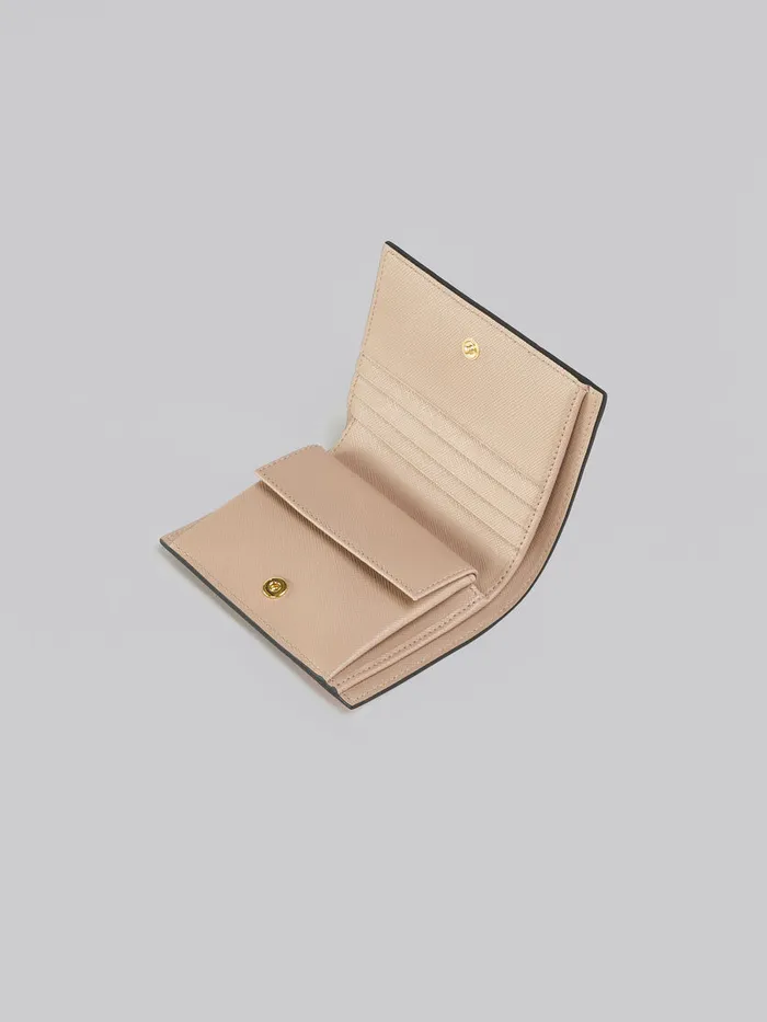 Pink White And Beige Saffiano Leather Bifold Wallet Women Marni Wallets and Small Leather Goods