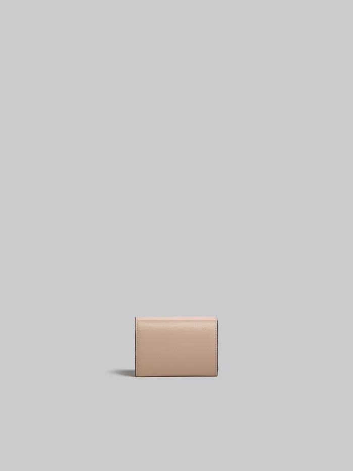 Pink White And Beige Saffiano Leather Trifold Wallet Women Marni Wallets and Small Leather Goods