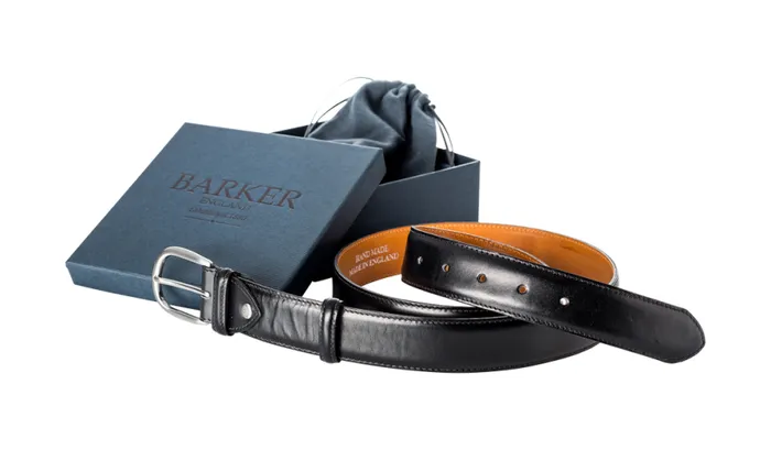 Plain Belt 8211 Black Calf Accessories Barker Shoes Belts