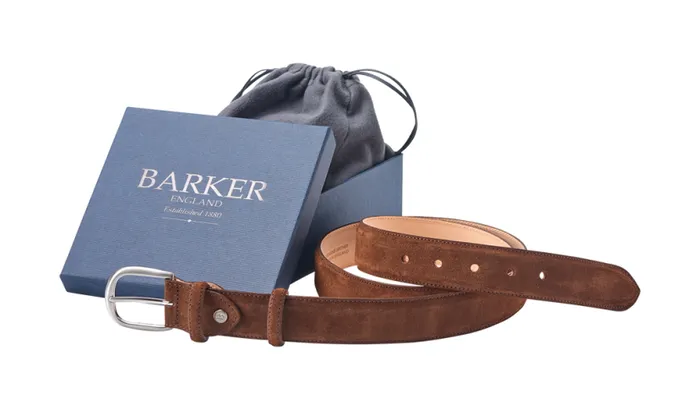 Plain Belt 8211 Castagnia Suede Accessories Barker Shoes Belts