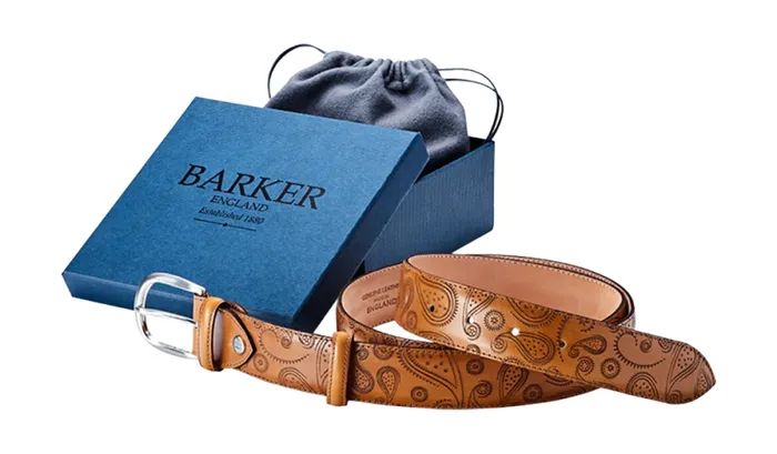 Plain Belt 8211 Cedar Calf Paisley Laser Accessories Barker Shoes Belts