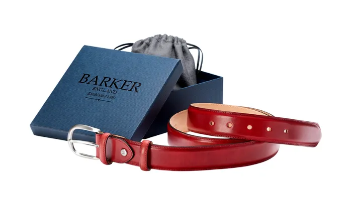 Plain Belt 8211 Red Hand Painted Accessories Barker Shoes Belts