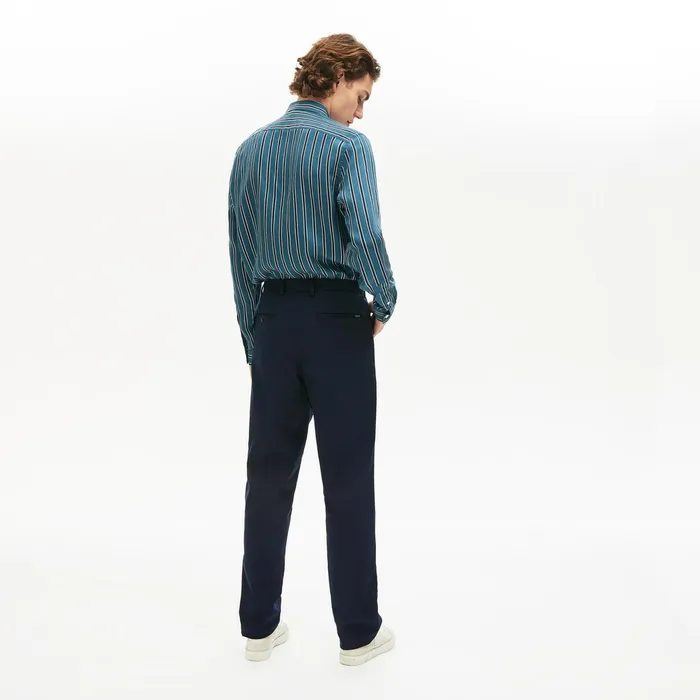PleatFront Twill Chinos Navy Blue Mens Lacoste Pants and Shorts Casaul