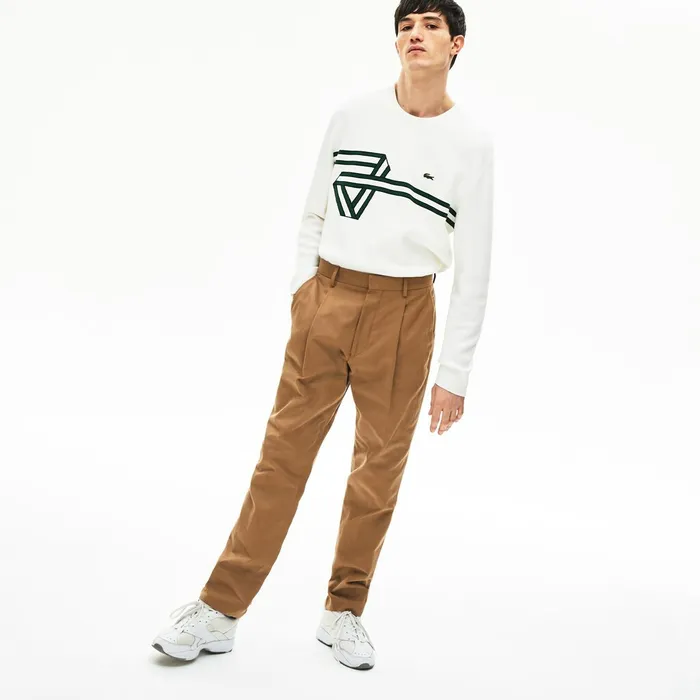 Pleated CottonLinen Chinos Brown Mens Lacoste Pants and Shorts Online Outlet Store Pleated CottonLinen Chinos Brown Mens Lacoste Pants and Shorts Online Outlet Store