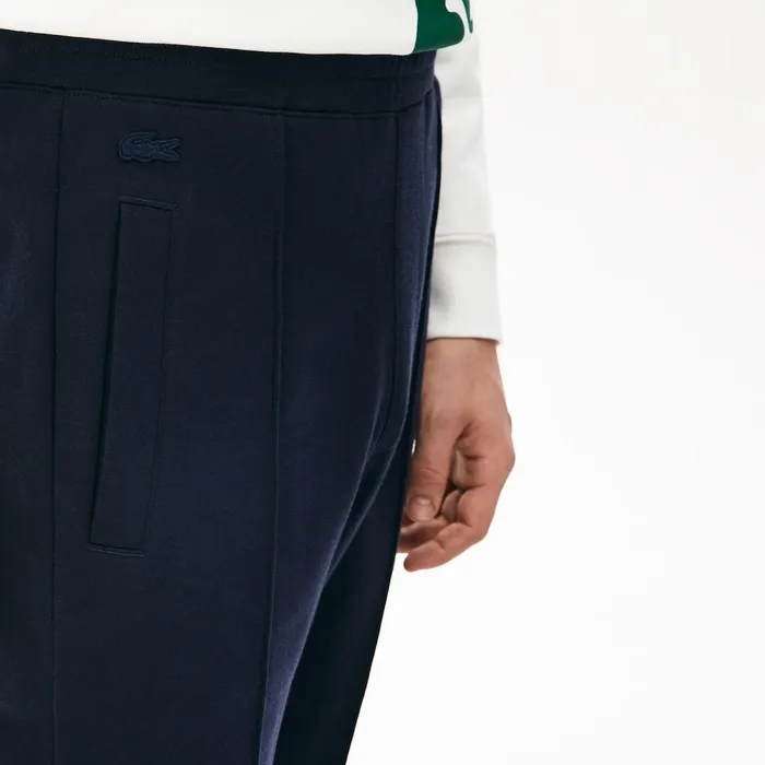 Pleated CottonSilk Track Pants Navy BlueKhaki Green Mens Lacoste Pants and Shorts Outlet