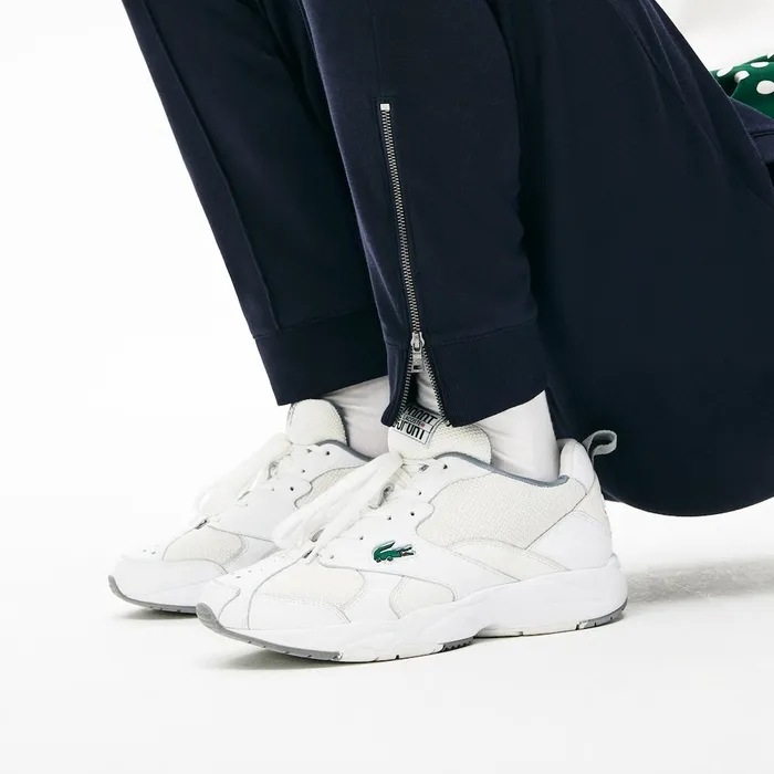 Pleated CottonSilk Track Pants Navy BlueKhaki Green Mens Lacoste Pants and Shorts Outlet