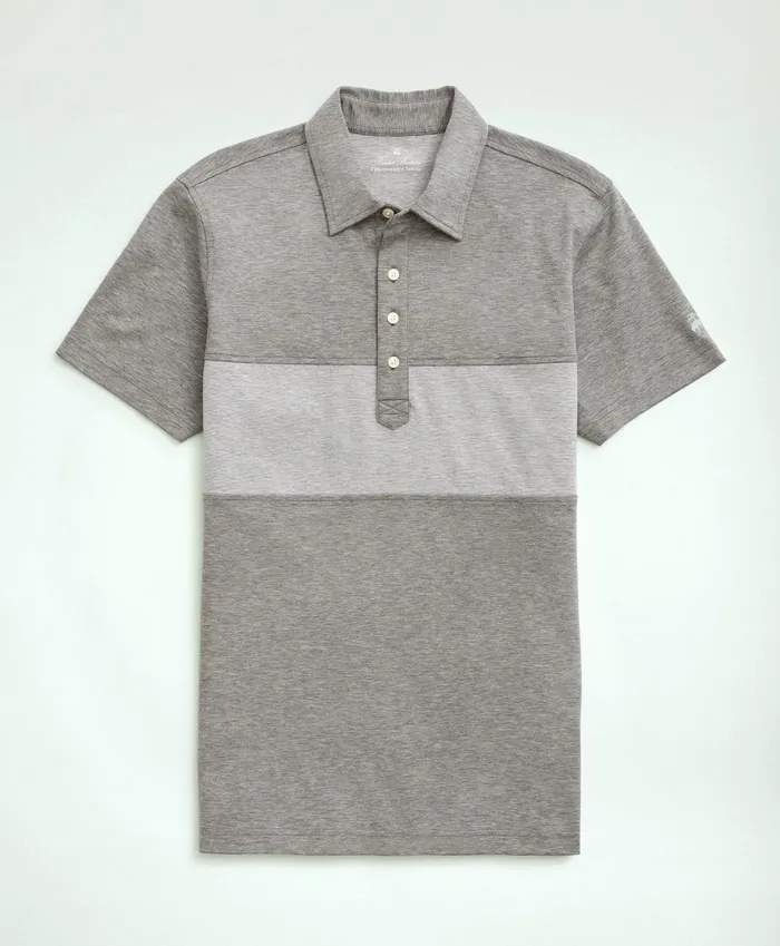 Polo andamp Rugby Shirts Men Brooks Brothers Brooks Brothers Stretch Performance Series Supima Stripe Polo Shirt Grey