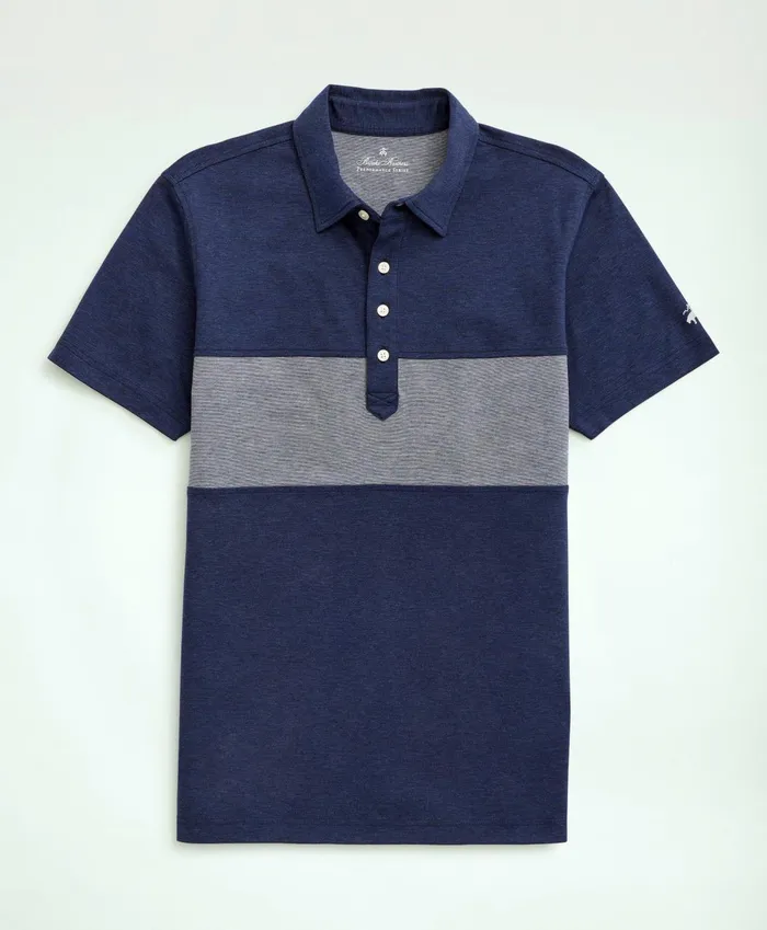 Polo andamp Rugby Shirts Men Brooks Brothers Brooks Brothers Stretch Performance Series Supima Stripe Polo Shirt Navy