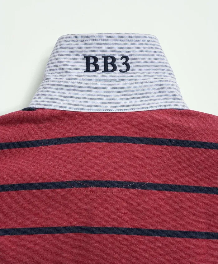 Polo andamp Rugby Shirts Men Brooks Brothers Cotton Bb3 Stripe Rugby Shirt Pinknavy