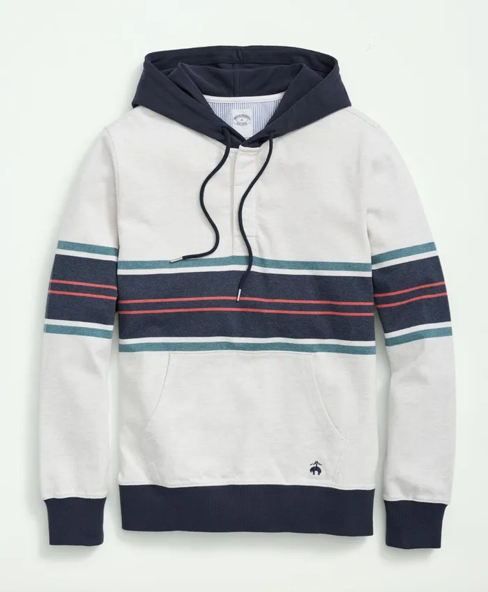 Polo andamp Rugby Shirts Men Brooks Brothers Cotton Chest Stripe Hoodie White Multi