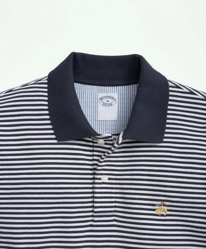 Polo andamp Rugby Shirts Men Brooks Brothers Golden Fleece Big andamp Tall Stretch Supima Cotton Pique LongSleeve Feeder Striped Polo Shirt Navywhite