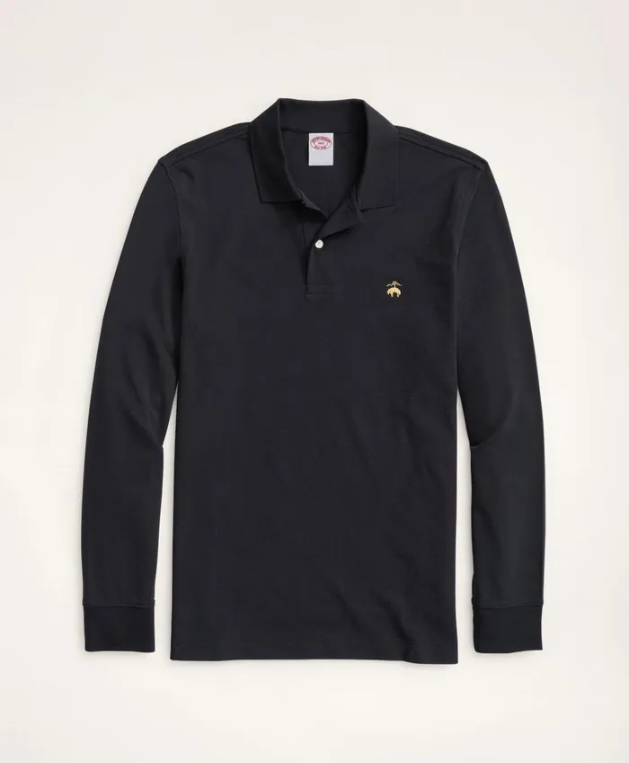 Polo andamp Rugby Shirts Men Brooks Brothers Golden Fleece Big andamp Tall Stretch Supima LongSleeve Polo Shirt Black