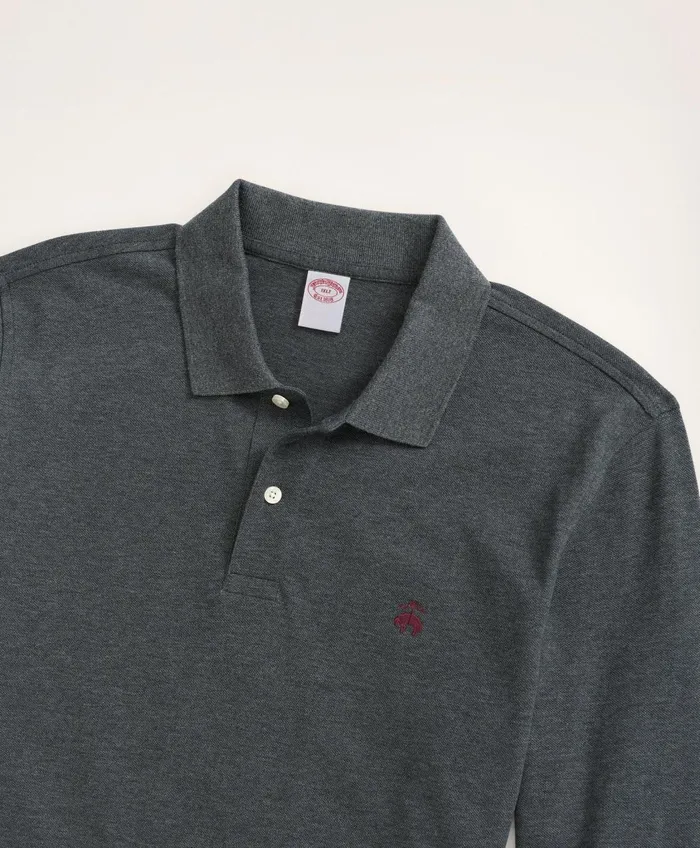 Polo andamp Rugby Shirts Men Brooks Brothers Golden Fleece Big andamp Tall Stretch Supima LongSleeve Polo Shirt Dark Charcoal Heather