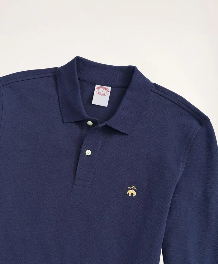 Polo andamp Rugby Shirts Men Brooks Brothers Golden Fleece Original Fit Stretch Supima LongSleeve Polo Shirt Navy