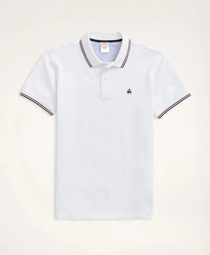 Polo andamp Rugby Shirts Men Brooks Brothers Golden Fleece Original Fit Supima Tipped Polo Shirt White