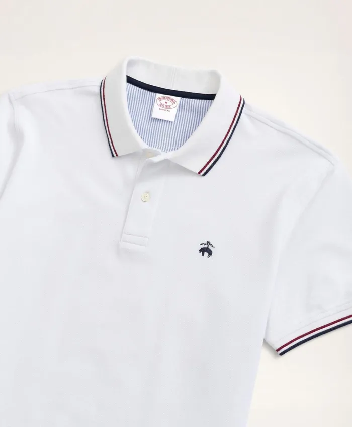 Polo andamp Rugby Shirts Men Brooks Brothers Golden Fleece Original Fit Supima Tipped Polo Shirt White