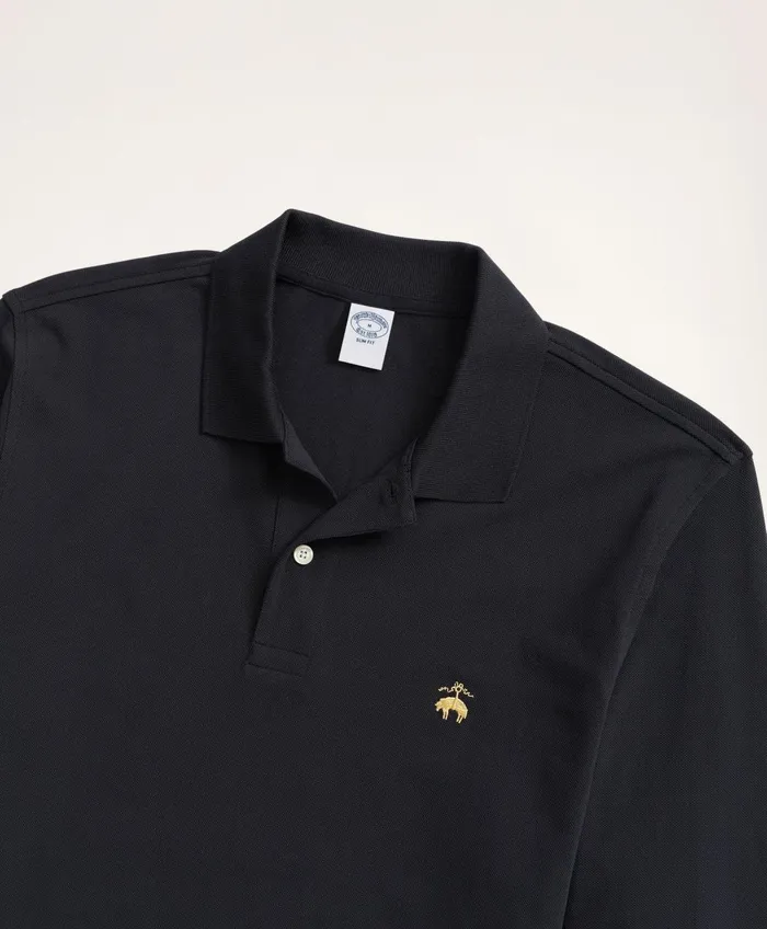 Polo andamp Rugby Shirts Men Brooks Brothers Golden Fleece Slim Fit Stretch Supima LongSleeve Polo Shirt Black