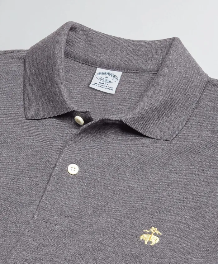 Polo andamp Rugby Shirts Men Brooks Brothers Golden Fleece Slim Fit Stretch Supima Polo Shirt Charcoal Heather