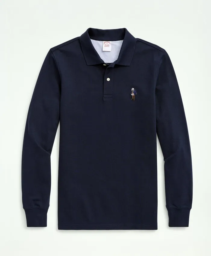 Polo andamp Rugby Shirts Men Brooks Brothers Henry Supima LongSleeve Polo Shirt Navy