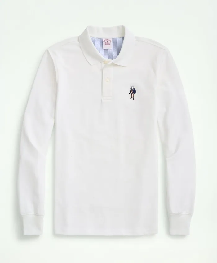 Polo andamp Rugby Shirts Men Brooks Brothers Henry Supima LongSleeve Polo Shirt White