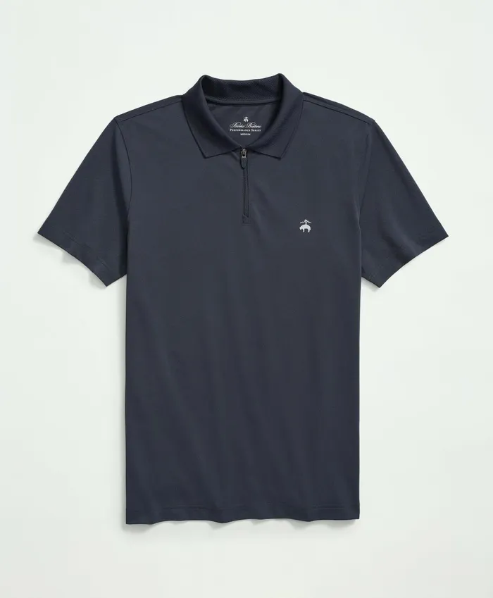 Polo andamp Rugby Shirts Men Brooks Brothers Performance Zip Polo Shirt Navy
