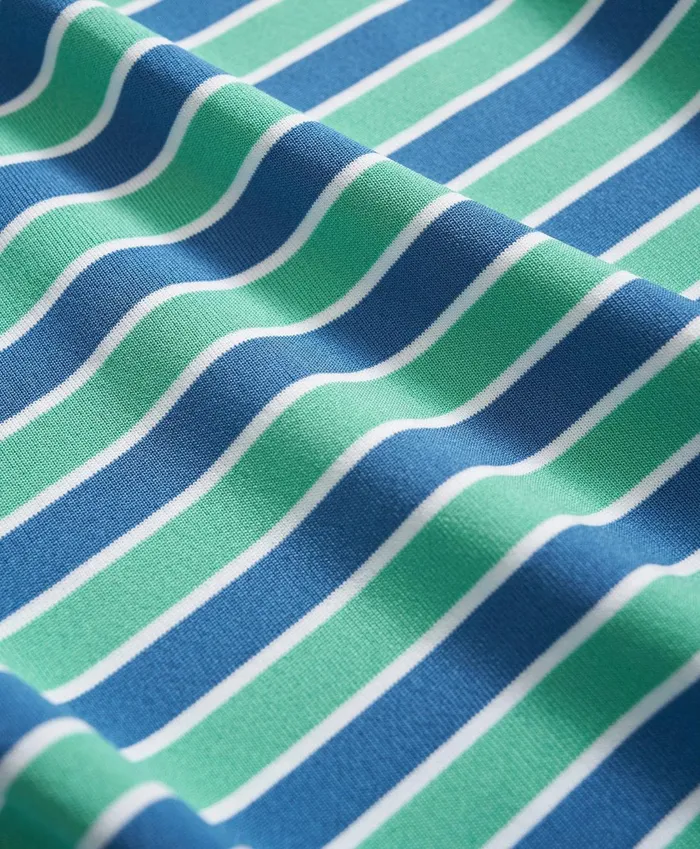 Polo andamp Rugby Shirts Men Brooks Brothers Performance Zip Stripe Polo Shirt Bluegreen