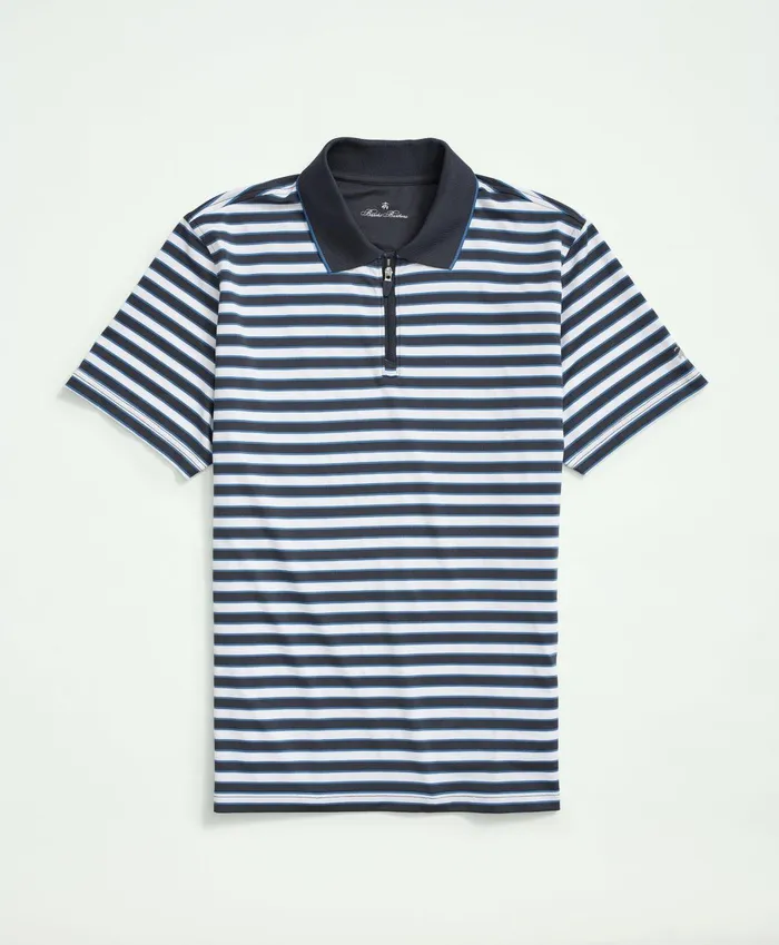 Polo andamp Rugby Shirts Men Brooks Brothers Performance Zip Stripe Polo Shirt Navywhite Polo andamp Rugby Shirts Men Brooks Brothers Performance Zip Stripe Polo Shirt Navywhite
