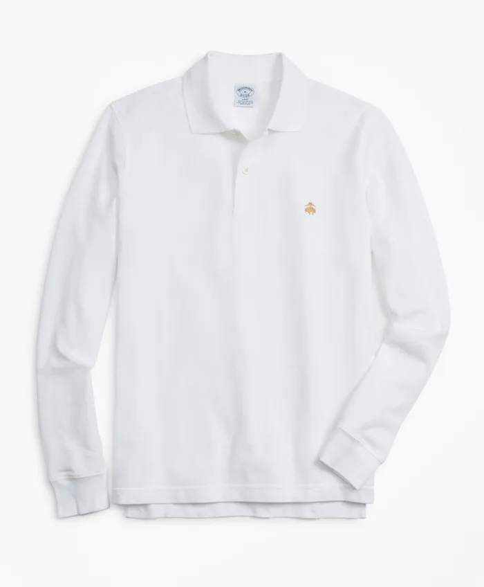 Polo andamp Rugby Shirts Men Brooks Brothers Slim Fit Supima LongSleeve Performance Polo ShirtBasic Colors White Polo andamp Rugby Shirts Men Brooks Brothers Slim Fit Supima LongSleeve Performance Polo ShirtBasic Colors White