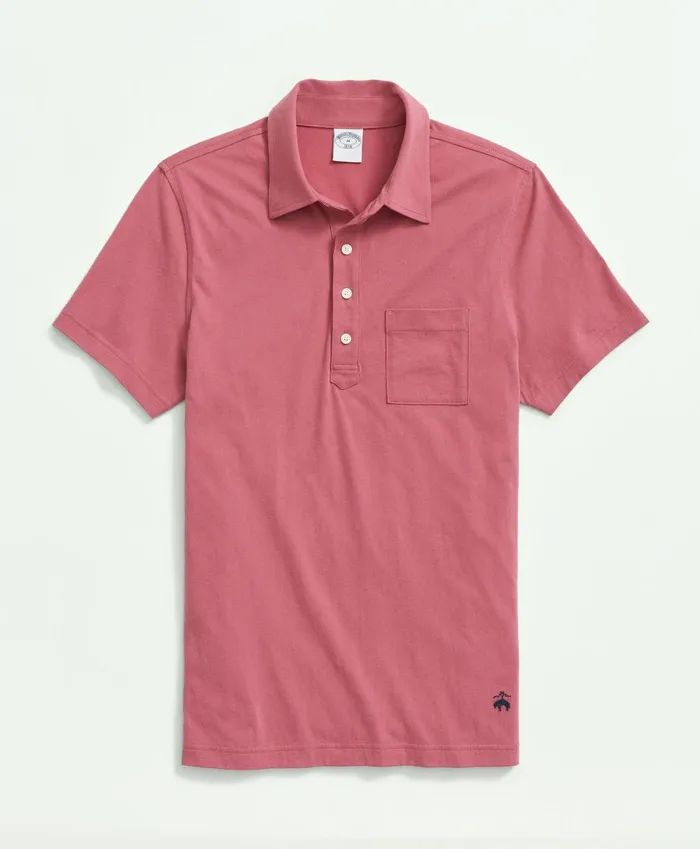 Polo andamp Rugby Shirts Men Brooks Brothers Washed Cotton Jersey Polo Shirt Dark Pink