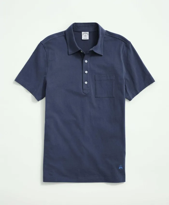 Polo andamp Rugby Shirts Men Brooks Brothers Washed Cotton Jersey Polo Shirt Navy