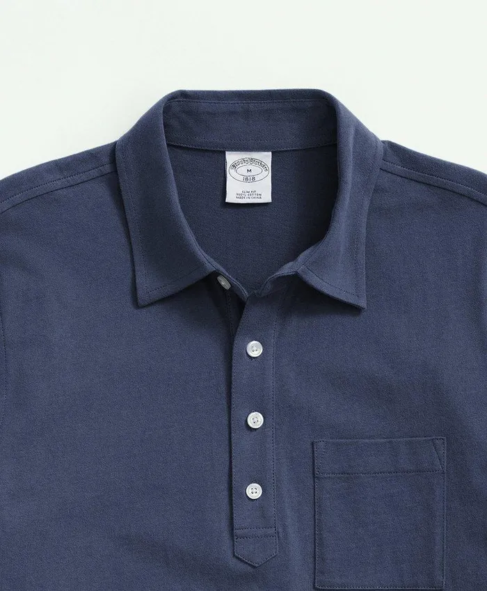 Polo andamp Rugby Shirts Men Brooks Brothers Washed Cotton Jersey Polo Shirt Navy