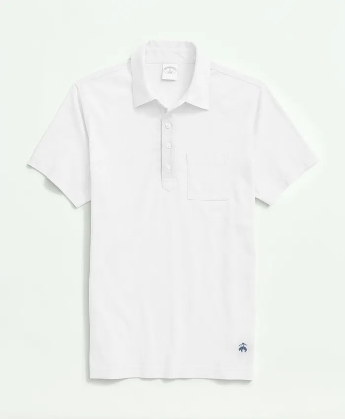 Polo andamp Rugby Shirts Men Brooks Brothers Washed Cotton Jersey Polo Shirt White