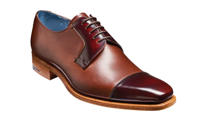 Powell 8211 Walnut Calf Brown HiShine Mens Barker Shoes Derbys