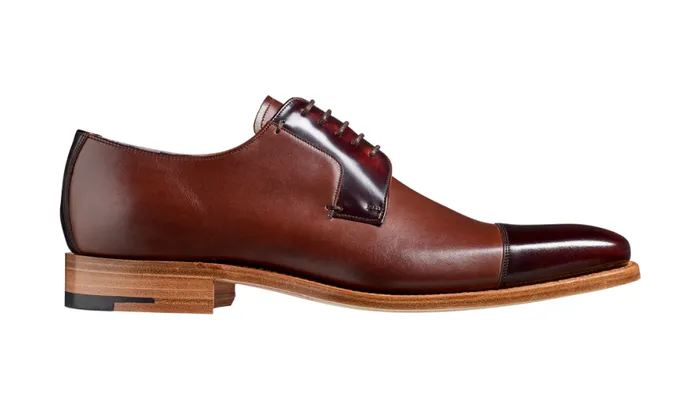 Powell 8211 Walnut Calf Brown HiShine Mens Barker Shoes Derbys