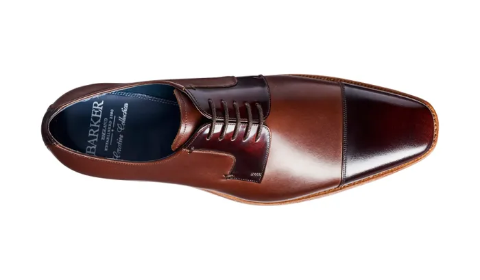 Powell 8211 Walnut Calf Brown HiShine Mens Barker Shoes Derbys
