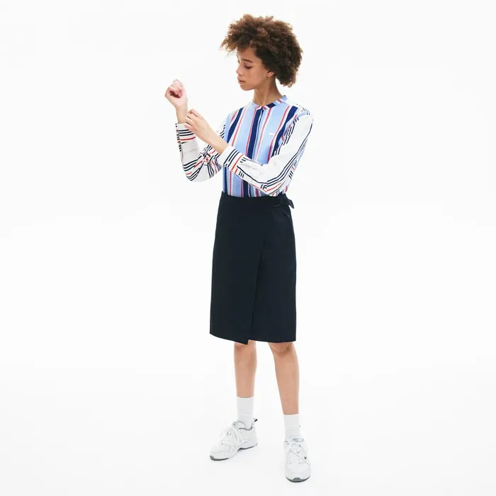 Premium Cotton Canvas Wrapped Skirt Navy Blue Womens Lacoste Dresses and Skirts Gift for Friend