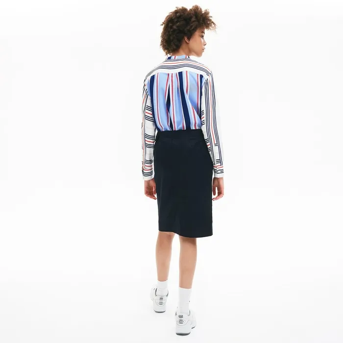 Premium Cotton Canvas Wrapped Skirt Navy Blue Womens Lacoste Dresses and Skirts Gift for Friend