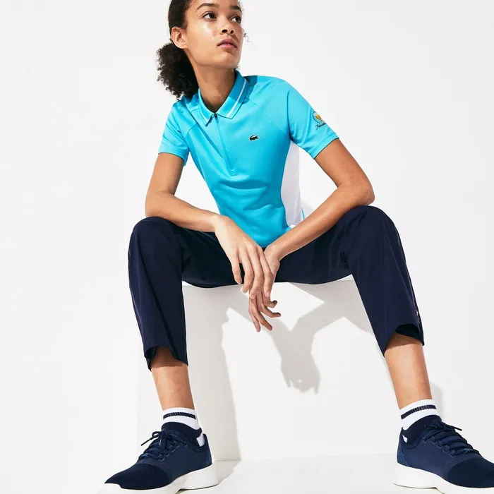 Presidents Cup Breathable Texturized ColorBlocked Golf Polo TurquoiseWhite Womens Lacoste Polos Online Outlet Store Presidents Cup Breathable Texturized ColorBlocked Golf Polo TurquoiseWhite Womens Lacoste Polos Online Outlet Store