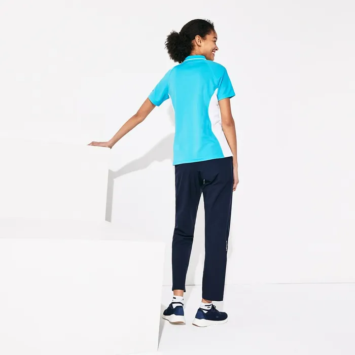 Presidents Cup Breathable Texturized ColorBlocked Golf Polo TurquoiseWhite Womens Lacoste Polos Online Outlet Store