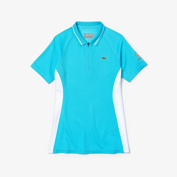 Presidents Cup Breathable Texturized ColorBlocked Golf Polo TurquoiseWhite Womens Lacoste Polos Online Outlet Store