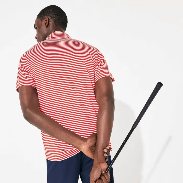 Presidents Cup Pinstriped Breathable Jersey Golf Polo RedWhite Mens Lacoste Polos Shop
