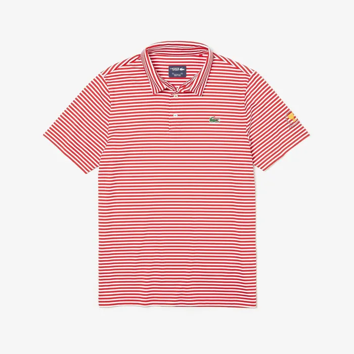 Presidents Cup Pinstriped Breathable Jersey Golf Polo RedWhite Mens Lacoste Polos Shop